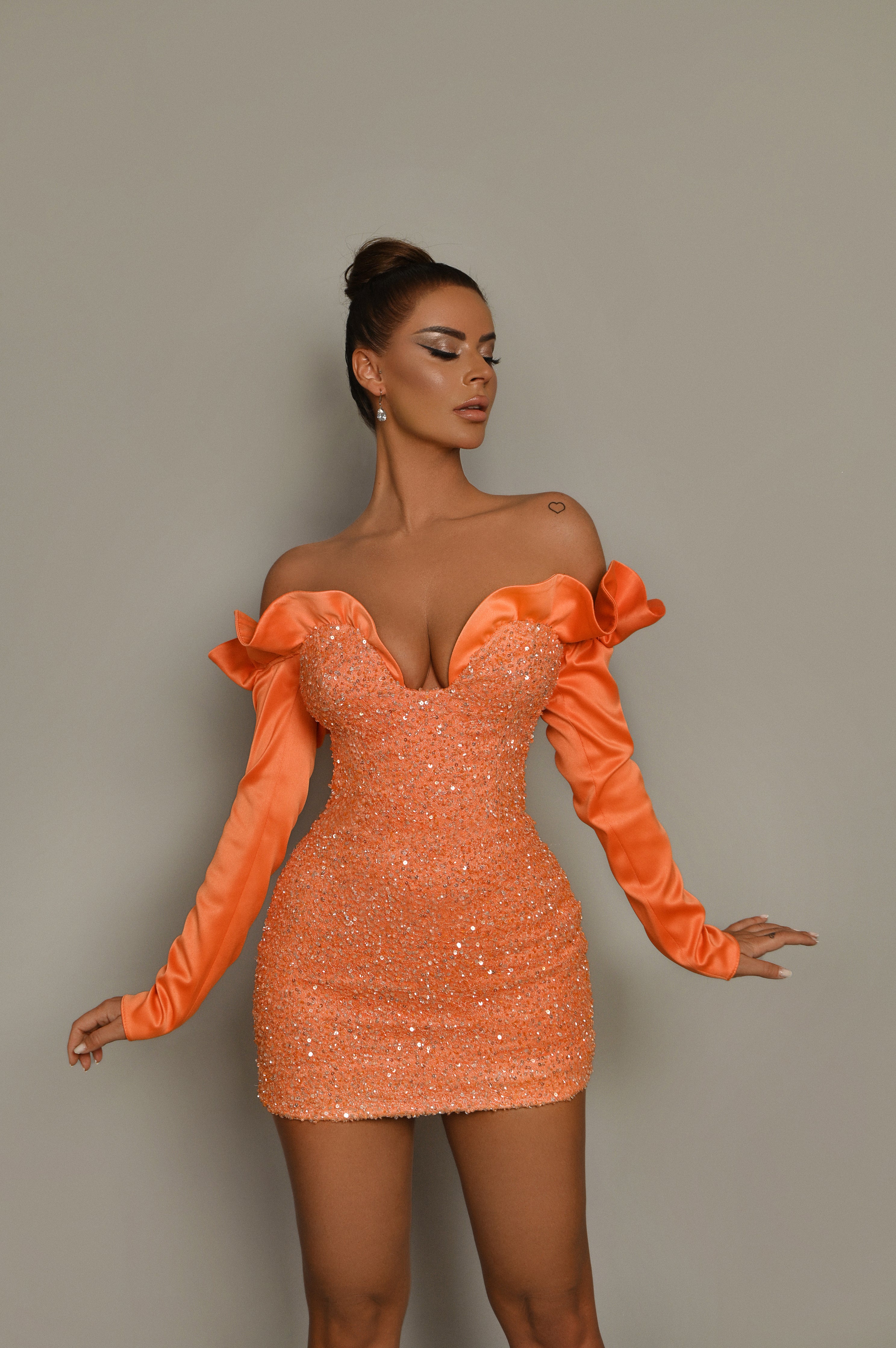 neon orange dress